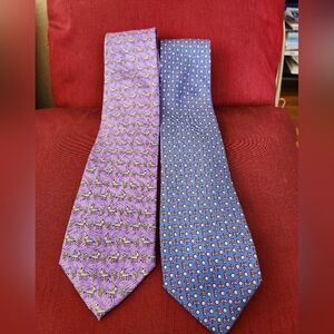 2 Pierre Cardin Whimsical Print Silk Ties